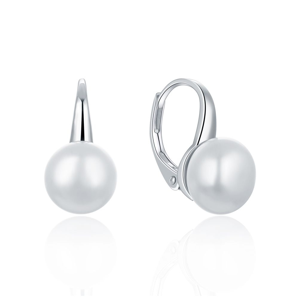 Stříbrné náušnice s perlou na klapku